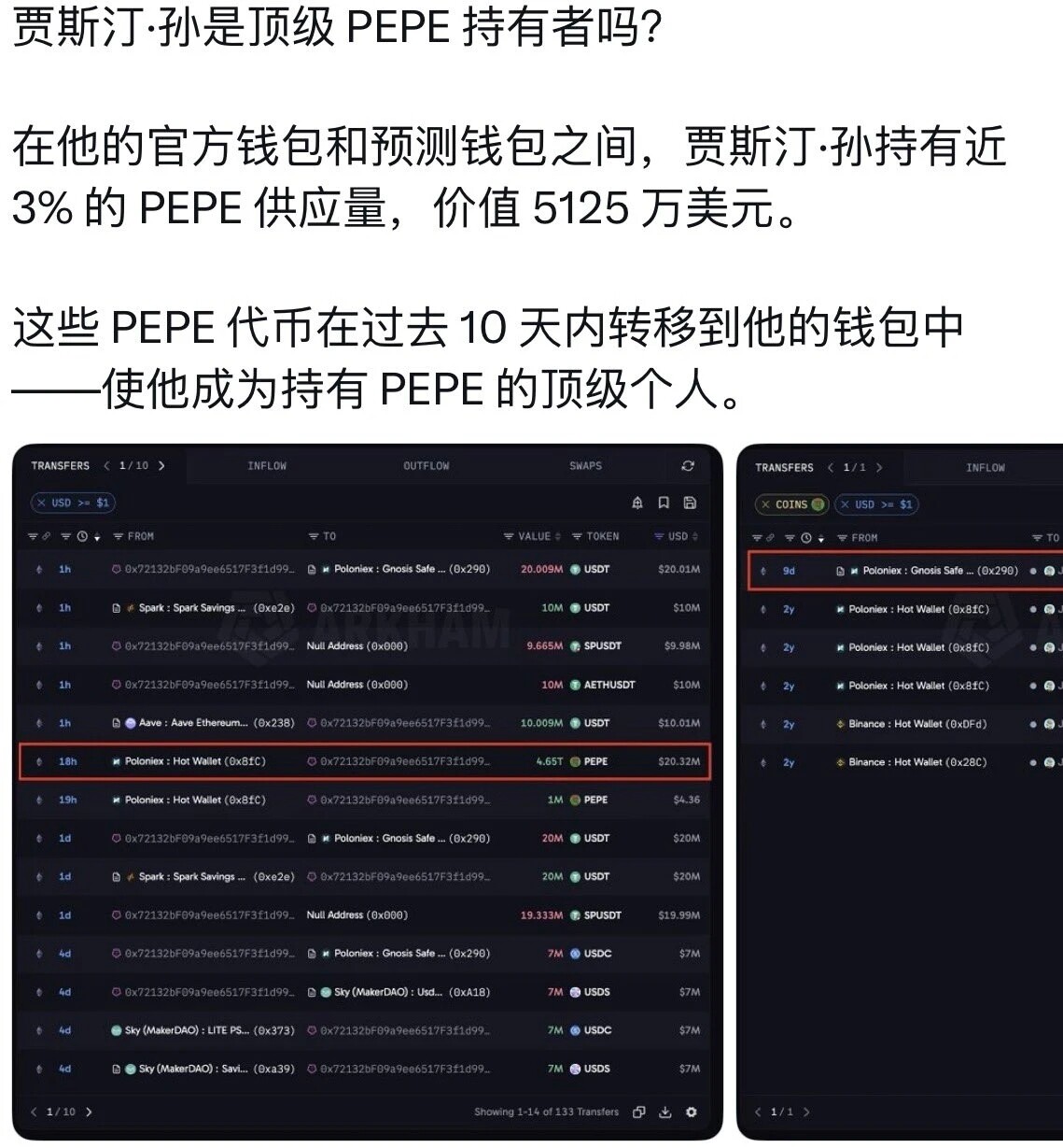 孙宇晨在买$PEPE 吗--天才交易员山寨战神