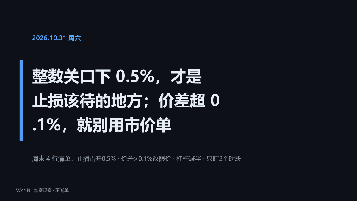 周六美股休市，币圈流动性最薄的一天。--wynn2026