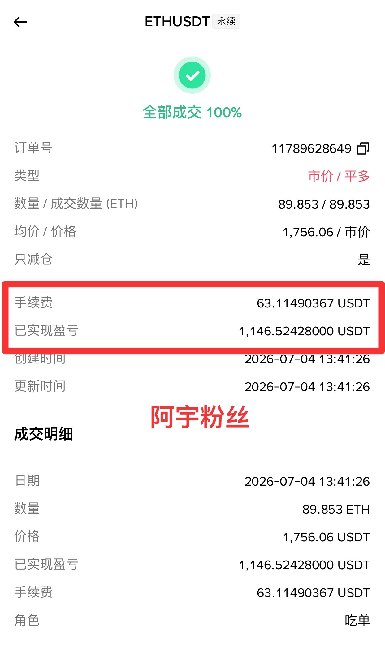 $ETH 稳健拿下1100 刀！--宇哥-短线指导