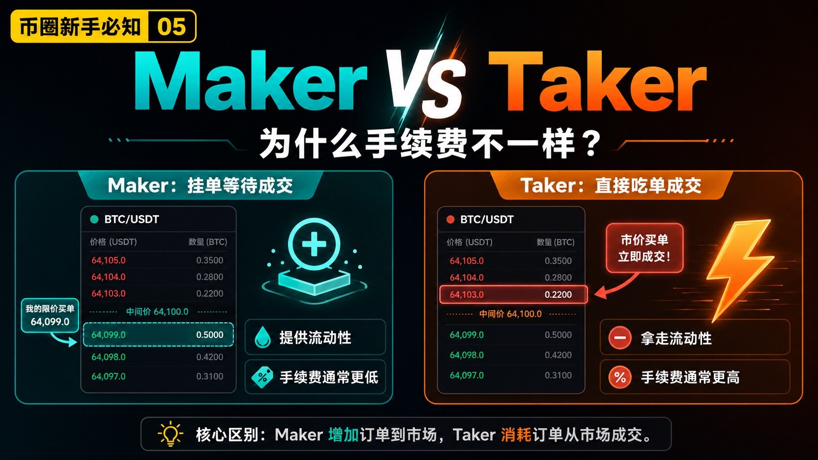 【币圈新手必知 05】为什么有些订单手续费更低？--Miles96