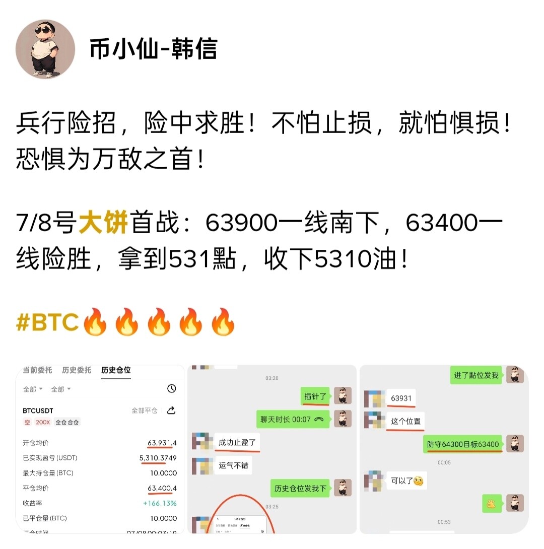 $BTC 7/8号总结--币小仙-韩信