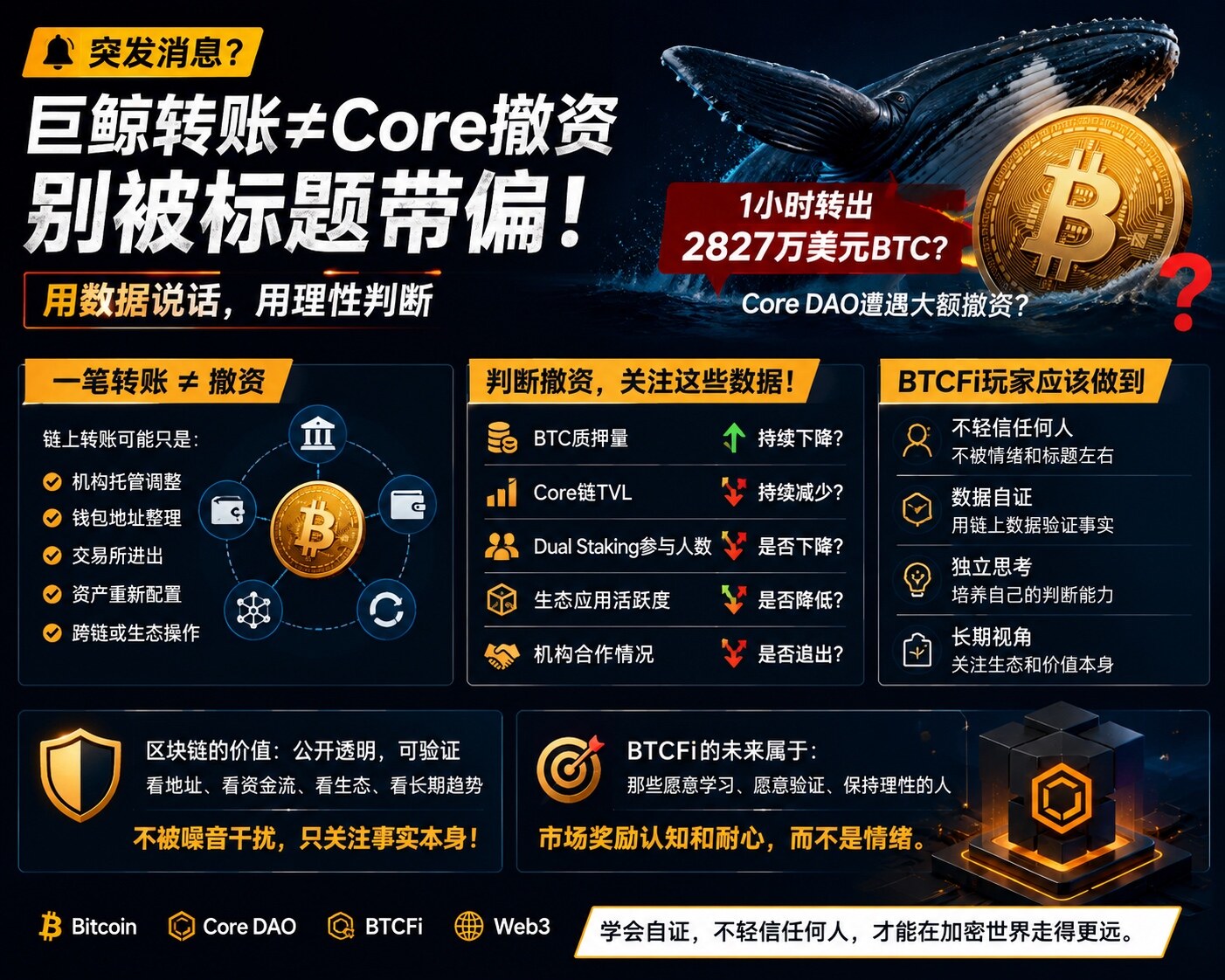 巨鲸转账≠Core撤资：BTCFi玩家，请用数据判断，而不是被标题左右--淨心
