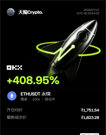 $ETH 这次走势让我重新确认了一点，耐心在合约交易里真的比冲动更值钱。--天赐Crypto.